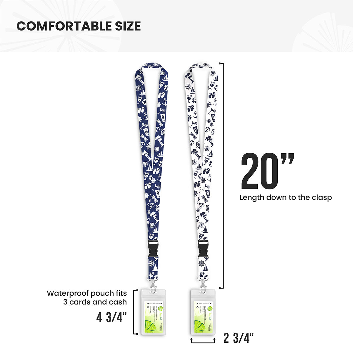 Cruise Lanyard, 2-Pack Nautical Theme, Navy White