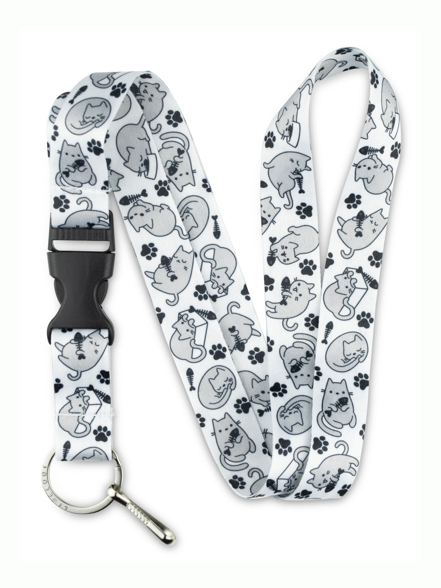 Cat Grey White Lanyard - 1 - Limeloot