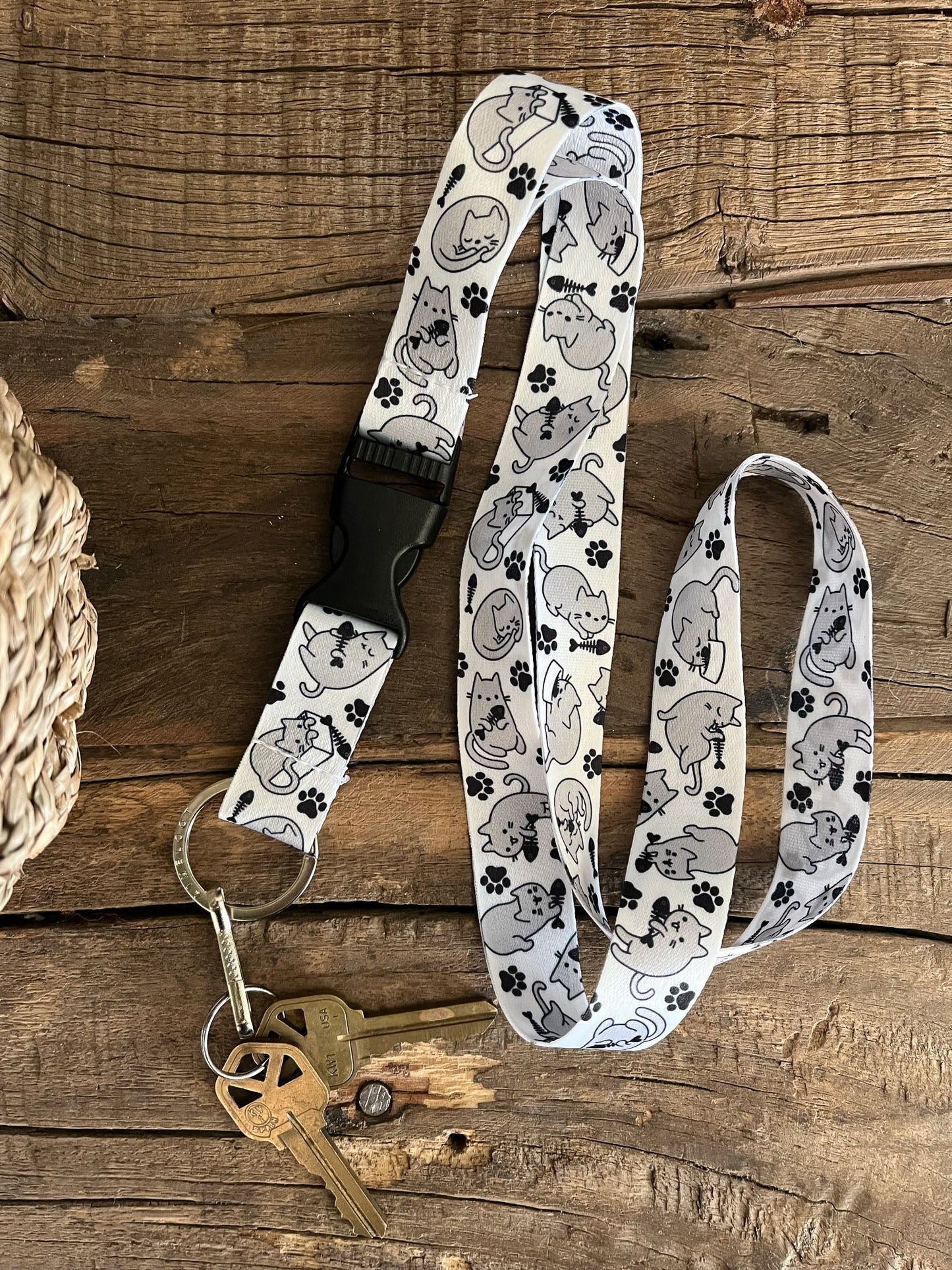 Cat Grey White Lanyard - 3 - Limeloot