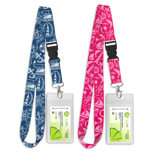 Cruise Lanyard, 2 - Pack Nautical Theme, Blue Pink - 1 - Limeloot