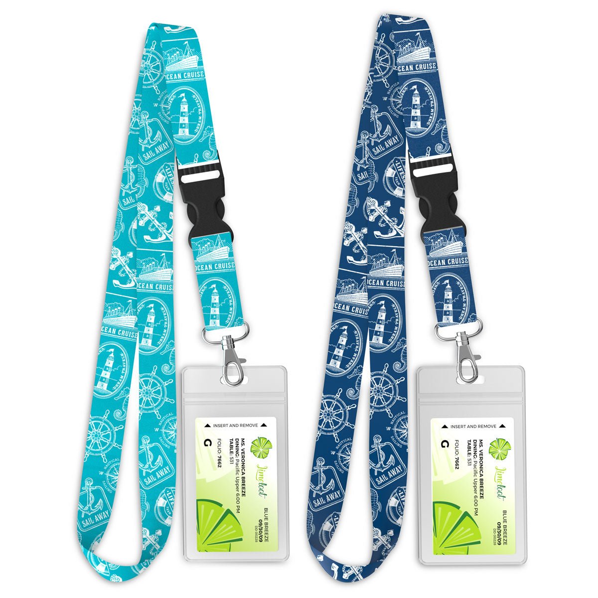 Cruise Lanyard, 2 - Pack Nautical Theme, Blue Teal - 1 - Limeloot