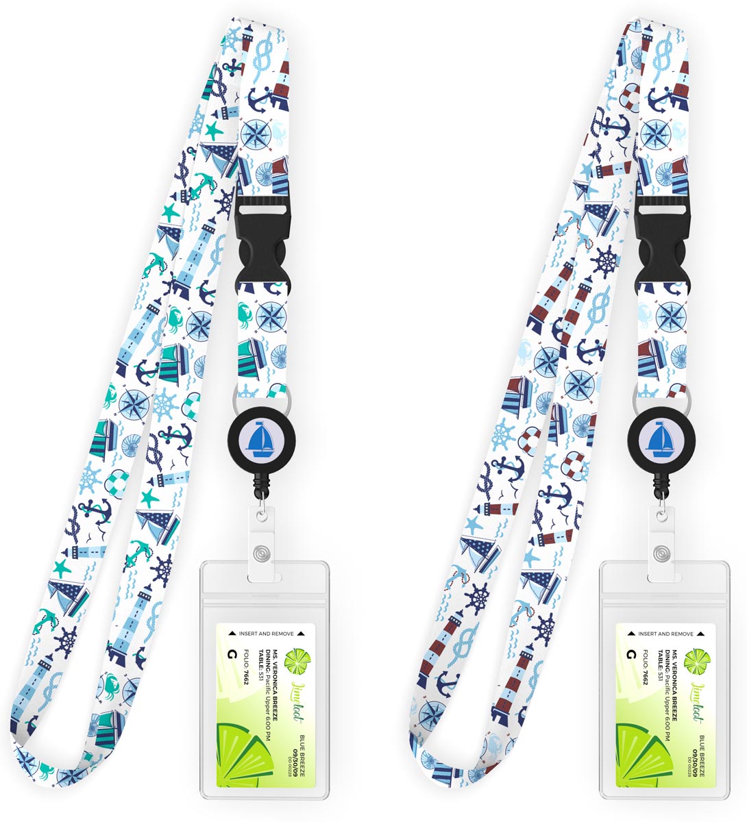 Cruise Lanyard with Badge Reel, Buckle, and Card Holder, 2-Pack – Limeloot